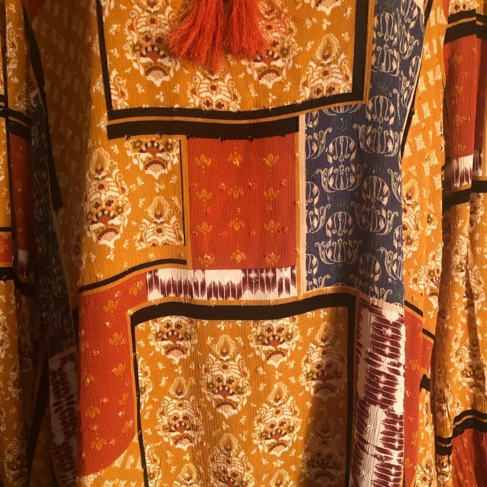 Cloth & Portrait Patchwork Bohemian Style Blouse.… - image 2